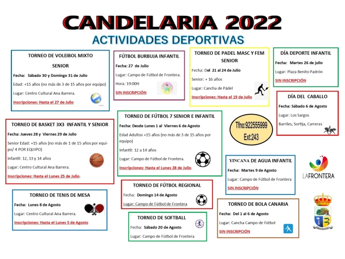 El Ayuntamiento de La Frontera  programa un amplio calendario deportivo estival